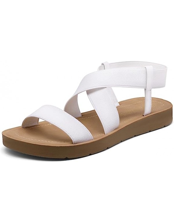 DREAM PAIRS Women's Elastic Ankle Strap Summer Fla...