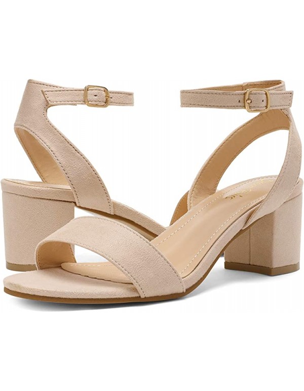 DREAM PAIRS Women's Open Toe Ankle Strap Low Block Chunky Heels Sandals Party Dress Pumps Shoes
