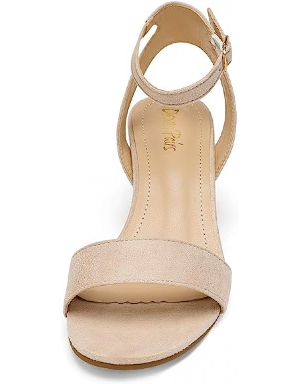 DREAM PAIRS Women's Open Toe Ankle Strap Low Block Chunky Heels Sandals Party Dress Pumps Shoes