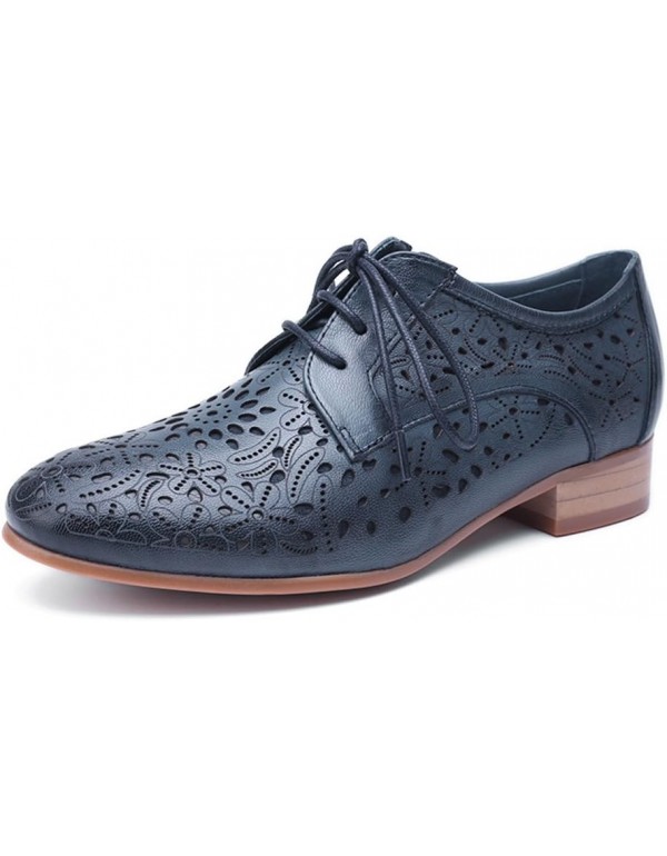 Mona flying Women's Leather Perforated Lace-up Oxf...