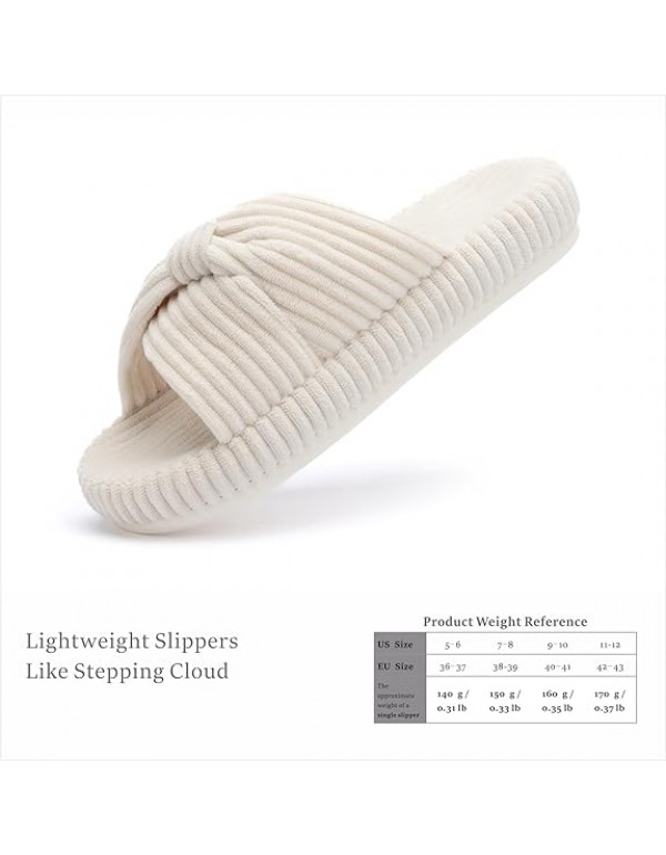 Slippers for Women Memory Foam House Bedroom Corduroy Bow Crossbands Slide Slipper Shoes Comfy Trendy Gift Slippers