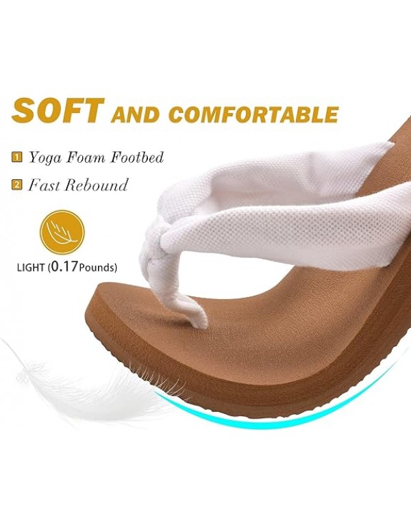 KuaiLu Flip Flops for Women with Arch Support Yoga Mat Comfortable Summer Beach Walking Thong Cushion Sandals Slip On Indoor Outdoor
