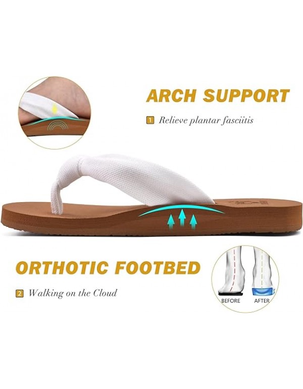 KuaiLu Flip Flops for Women with Arch Support Yoga Mat Comfortable Summer Beach Walking Thong Cushion Sandals Slip On Indoor Outdoor